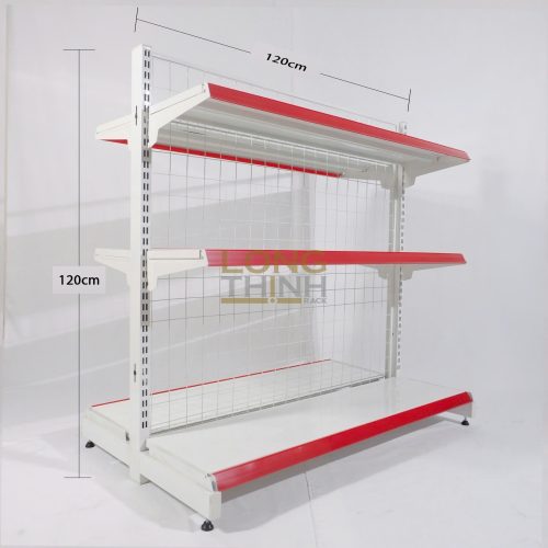 Kệ siêu thị lưng lưới đôi 3 tầng
