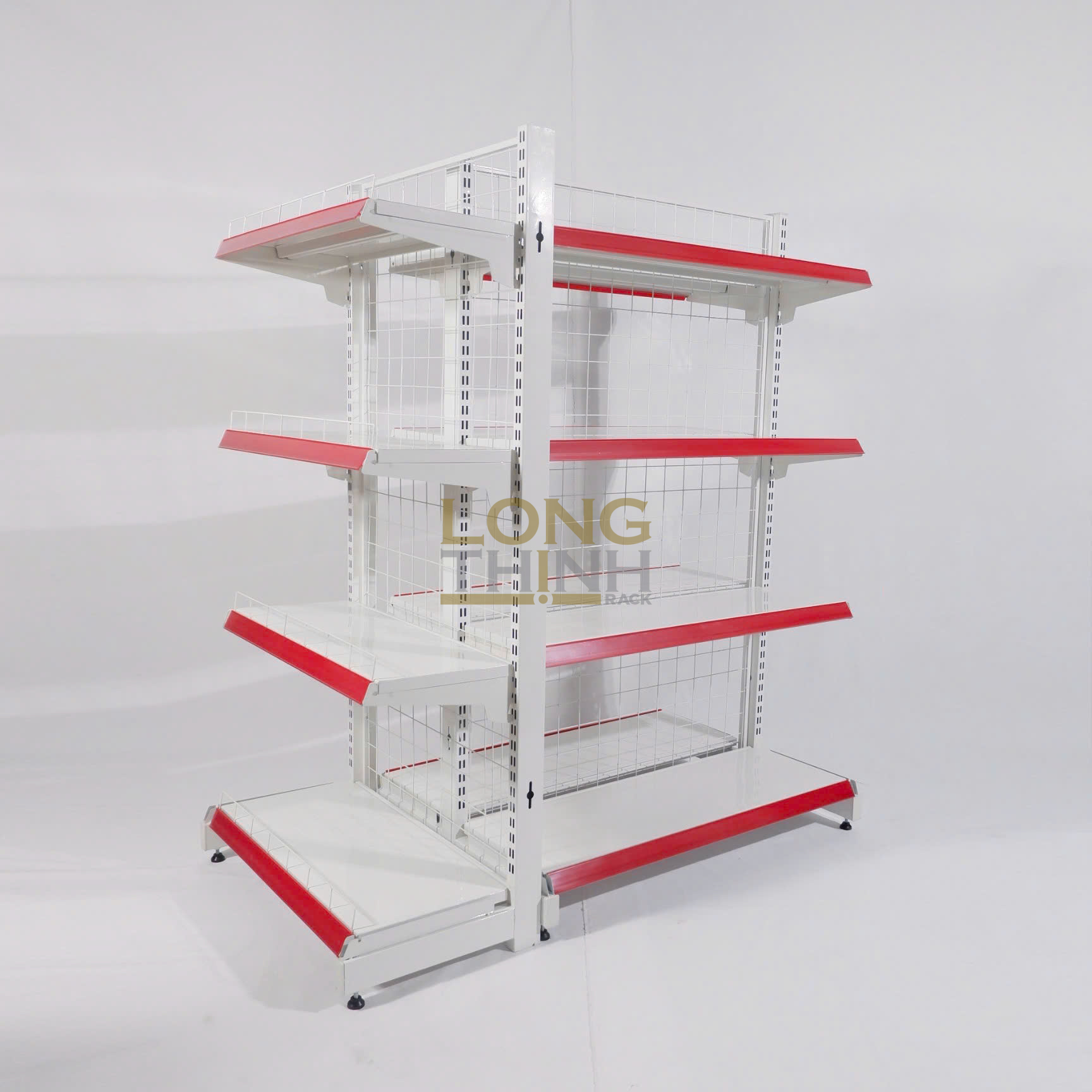 Kệ siêu thị lưng lưới đôi 4 tầng